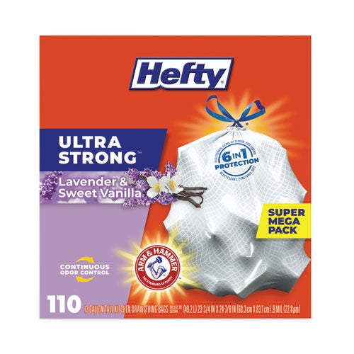 Hefty Ultra Strong Scented Tall White Kitchen Bags 13 Gal 0.9 Mil 23.75"x24.88" White 110 Bags/box 3 Boxes/Case
