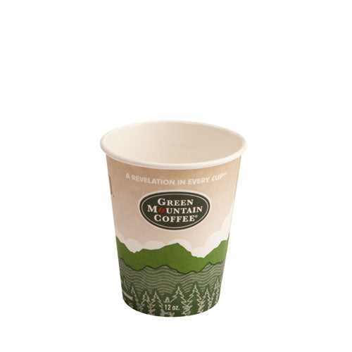 Paper Hot Cups, 12 Oz, Green Mountain Design, Multicolor, 1,000/carton