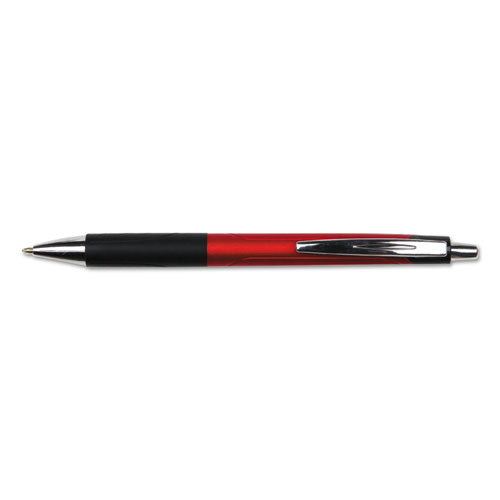 Comfort Grip Ballpoint Pen, Retractable, Medium 1 Mm, Red Ink, Red Barrel, Dozen