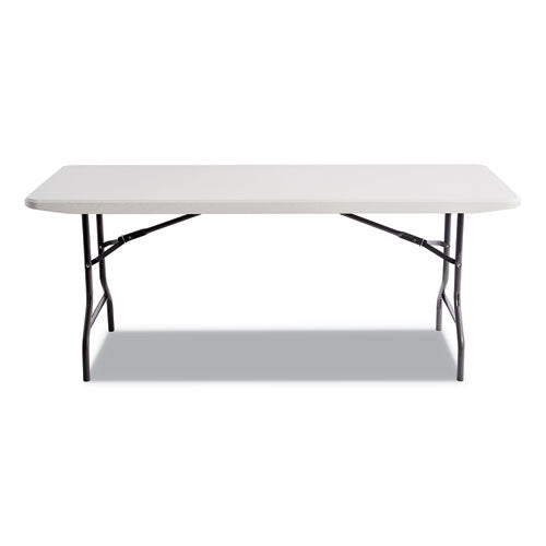 Resin Rectangular Folding Table, Square Edge, 72w X 30d X 29h, Platinum