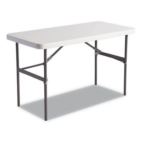 Resin Rectangular Folding Table, Square Edge, 72w X 30d X 29h, Platinum