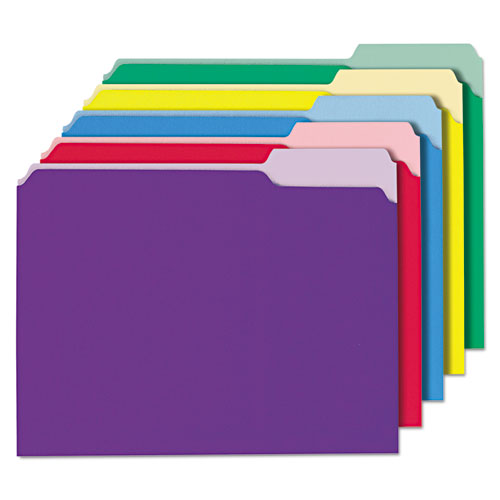 Interior File Folders, 1/3-cut Tabs: Assorted, Letter Size, 11-pt Stock, Green, 100/box