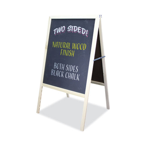Black Chalkboard Marquee, 24 X 42, Black Surface, Natural Wood Frame