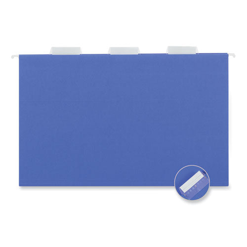 Deluxe Bright Color Hanging File Folders, Legal Size, 1/5-cut Tabs, Blue, 25/box