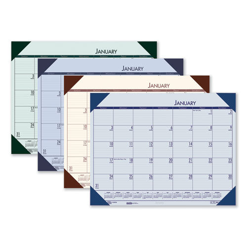Ecotones Recycled Monthly Desk Pad Calendar, 22 X 17, Ocean Blue Sheets/corners, Black Binding, 12-month (jan-dec): 2023