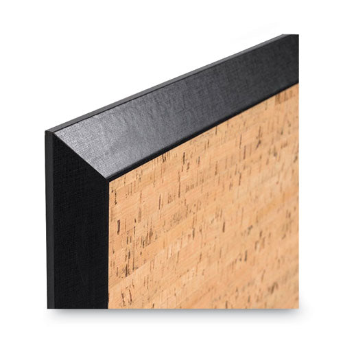 Natural Cork Bulletin Board, 36 X 24, Natural Surface, Black Wood Frame