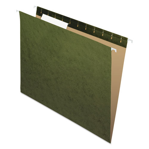 Hanging File Folders, Letter Size, 1/5-cut Tabs, Standard Green, 25/box