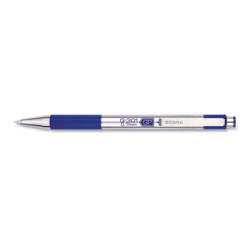 G-301 Gel Pen, Retractable, Medium 0.7 Mm, Blue Ink, Stainless Steel/blue Barrel