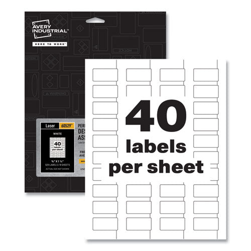 Permatrack Tamper-evident Asset Tag Labels, Laser Printers, 0.75 X 1.5, White, 40/sheet, 8 Sheets/pack