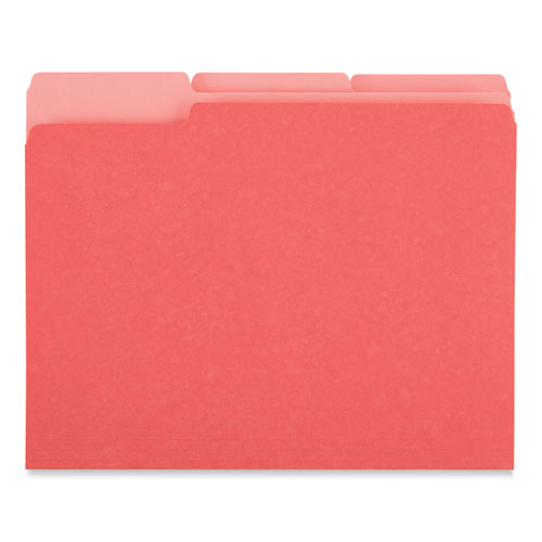 Interior File Folders, 1/3-cut Tabs: Assorted, Letter Size, 11-pt Stock, Red, 100/box