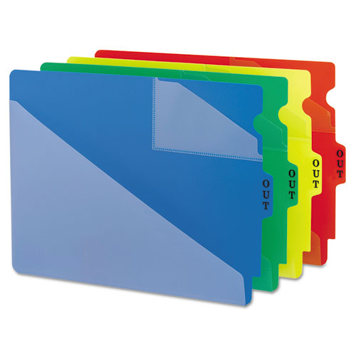End Tab Poly Out Guides, Two-pocket Style, 1/3-cut End Tab, Out, 8.5 X 11, Green, 50/box