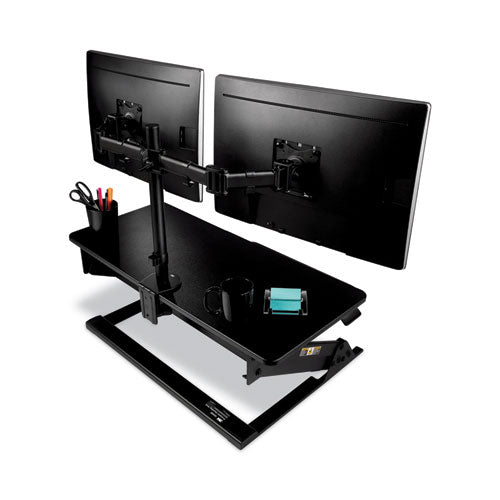 Dual Monitor Mount, For 27" Monitors, 360 Degree Rotation, +45 Degree/-45 Degree Tilt, 90 Degree Pan, Black, Supports 20 Lb