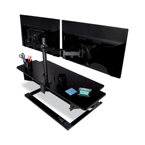 Dual Monitor Mount, For 27" Monitors, 360 Degree Rotation, +45 Degree/-45 Degree Tilt, 90 Degree Pan, Black, Supports 20 Lb