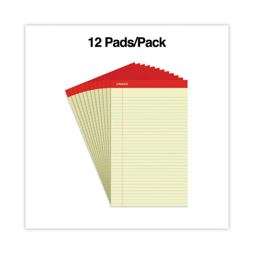 Perforated Ruled Writing Pads, Wide/legal Rule, Red Headband, 50 Canary-yellow 8.5 X 14 Sheets, Dozen