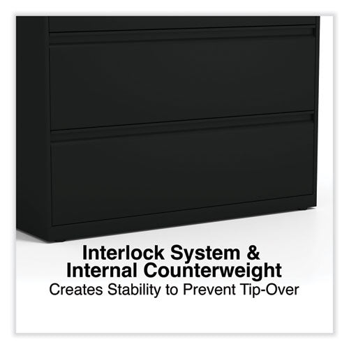 Lateral File, 4 Legal/letter-size File Drawers, Black, 42" X 18.63" X 52.5"