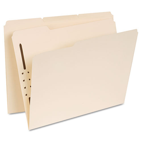 Reinforced Top Tab Fastener Folders, 0.75" Expansion, 1 Fastener, Legal Size, Manila Exterior, 50/box