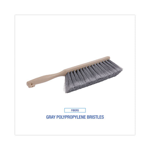 Counter Brush, Gray Flagged Polypropylene Bristles, 4.5" Brush, 3.5" Tan Plastic Handle