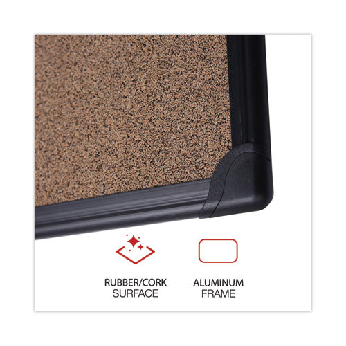 Tech Cork Board, 48 X 36, Cork Surface, Black Aluminum Frame