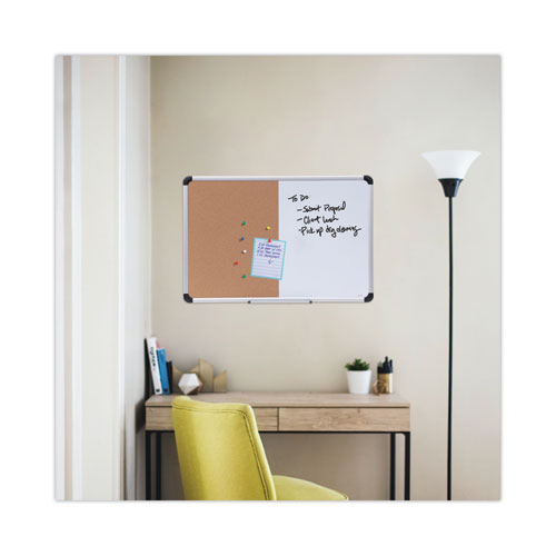 Cork/dry Erase Board, Melamine, 36 X 24, Black/gray, Aluminum/plastic Frame