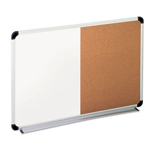 Cork/dry Erase Board, Melamine, 36 X 24, Black/gray, Aluminum/plastic Frame