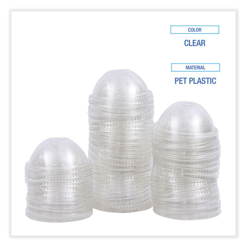 Pet Cold Cup Dome Lids, Fits 12 Oz To 24 Oz Plastic Cups, Clear, 100 Lids/sleeve, 10 Sleeves/carton