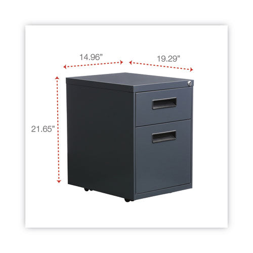 File Pedestal, Left Or Right, 2-drawers: Box/file, Legal/letter, Charcoal, 14.96" X 19.29" X 21.65"