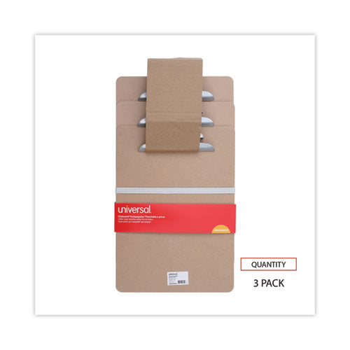 Hardboard Clipboard, 1.25" Clip Capacity, Holds 8.5 X 11 Sheets, Brown, 3/pack