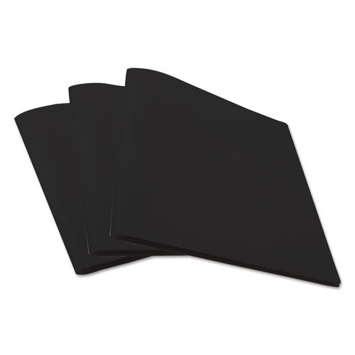 Two-pocket Plastic Folders, 100-sheet Capacity, 11 X 8.5, Black, 10/pack