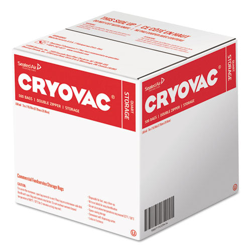 Cryovac One Quart Storage Bag Dual Zipper, 1 Qt, 1.68 Mil, 7" X 7.94", Clear, 450/carton