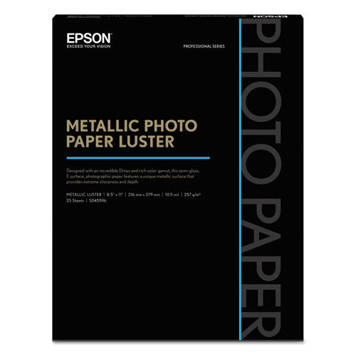 Professional Media Metallic Luster Photo Paper, 5.5 Mil, 17 X 22, White, 25/pack