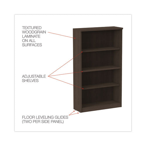 Alera Valencia Series Bookcase, Four-shelf, 31.75w X 14d X 54.88h, Espresso