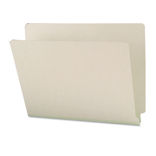 Extra-heavy Recycled Pressboard End Tab Folders, Straight Tabs, Letter Size, 1" Expansion, Gray-green, 25/box