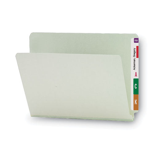 Extra-heavy Recycled Pressboard End Tab Folders, Straight Tabs, Letter Size, 1" Expansion, Gray-green, 25/box