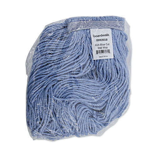 Mop Head, Standard Head, Cotton/synthetic Fiber, Cut-end, #24, Blue, 12/carton