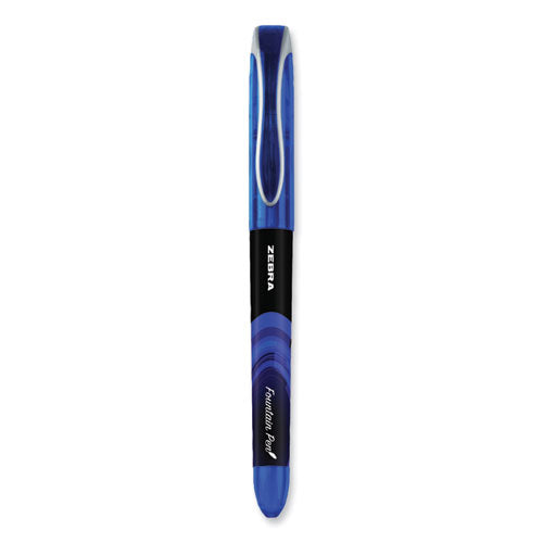 Fountain Pen, Fine 0.6 Mm, Blue Ink, Blue, 12/pack