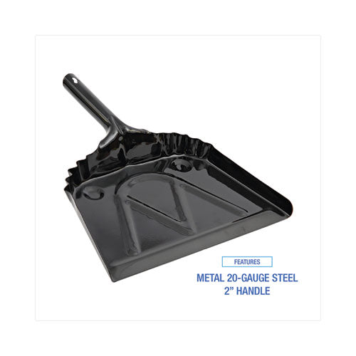 Boardwalk Metal Dust Pan 12x14 2 " Handle 20-gauge Steel Black