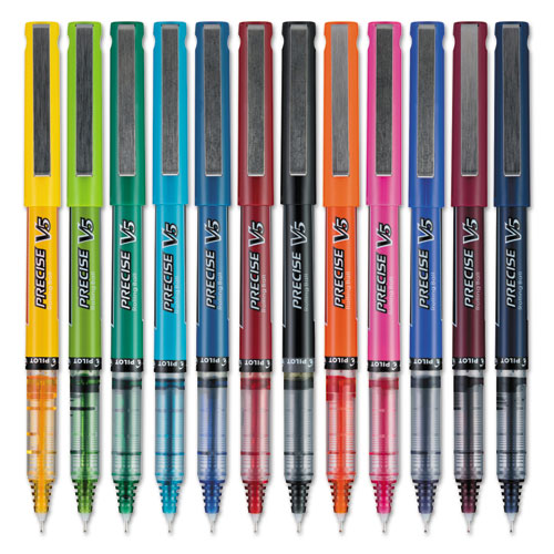 Precise V5 Roller Ball Pen, Stick, Fine 0.5 Mm, Assorted Ink And Barrel Colors, Dozen