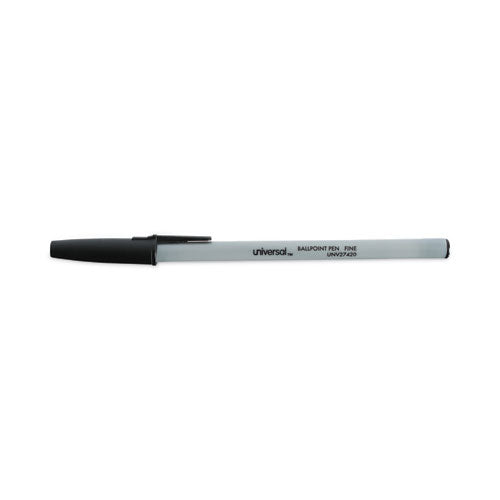 Ballpoint Pen, Stick, Fine 0.7 Mm, Black Ink, Gray Barrel, Dozen