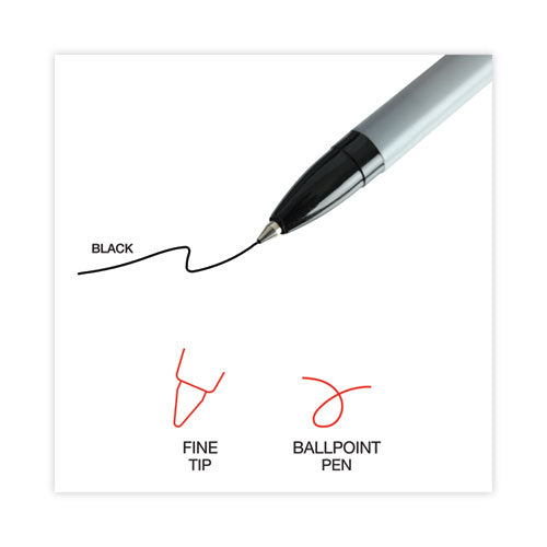 Ballpoint Pen, Stick, Fine 0.7 Mm, Black Ink, Gray Barrel, Dozen