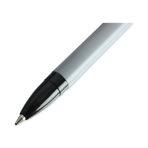 Ballpoint Pen, Stick, Fine 0.7 Mm, Black Ink, Gray Barrel, Dozen