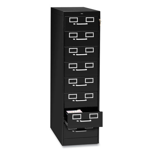 Eight-drawer Multimedia/card File Cabinet, Black, 15" X 28.5" X 52"
