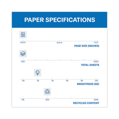 Hammermill Great White 30 Recycled Print Paper 92 Bright 20 Lb Bond Weight 8.5x11 White 500/ream