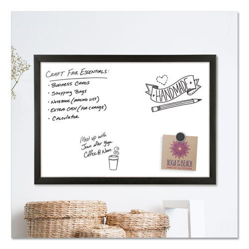Magnetic Dry Erase Board With Wood Frame, 24 X 18, White Surface, Black Wood Frame