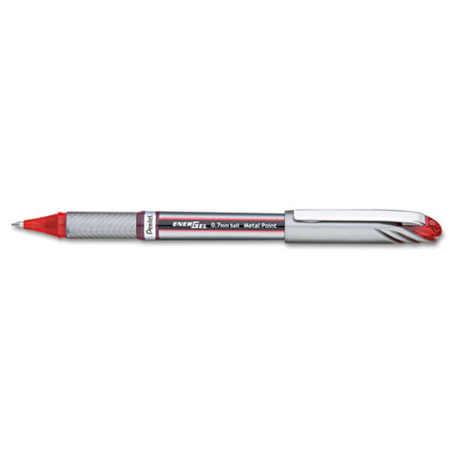 Energel Nv Gel Pen, Stick, Bold 1 Mm, Red Ink, Red Barrel, Dozen