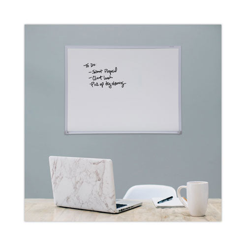 Melamine Dry Erase Board With Aluminum Frame, 24 X 18, White Surface, Anodized Aluminum Frame