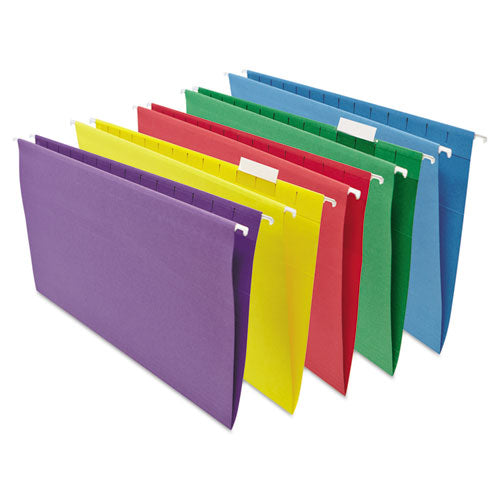 Deluxe Bright Color Hanging File Folders, Letter Size, 1/5-cut Tabs, Red, 25/box