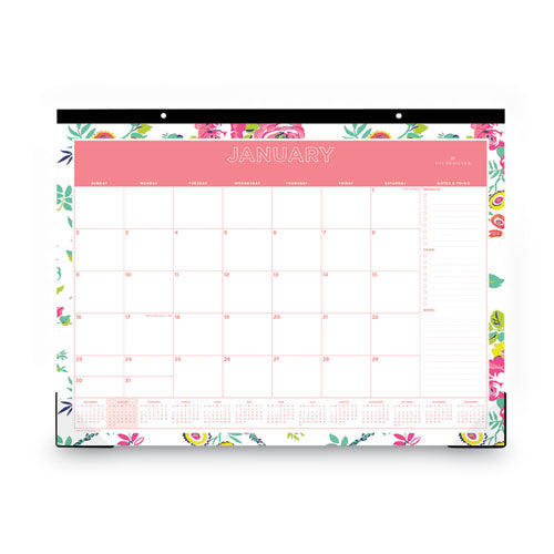 Day Designer Peyton Desk Pad Calendar, Floral Artwork, 22 X 17, Black Binding, Clear Corners, 12-month (jan-dec): 2023