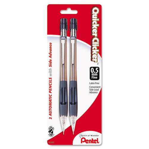 Quicker Clicker Mechanical Pencil, 0.5 Mm, Hb (#2.5), Black Lead, Smoke Barrel, 2/pack