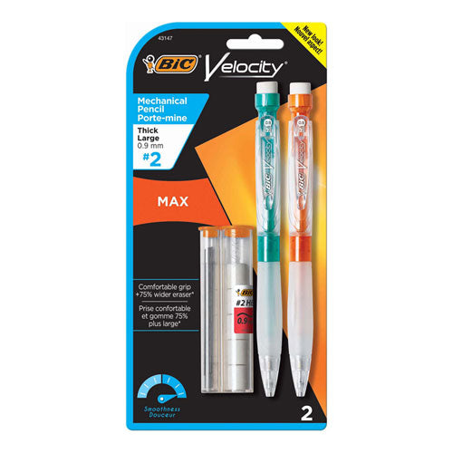 Velocity Max Pencil, 0.7 Mm, Hb (#2.5), Black Lead, Assorted Barrel Colors, 2/pack