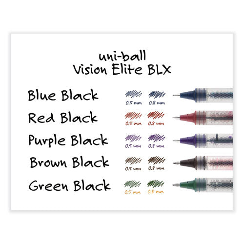 Vision Elite Blx Series Roller Ball Pen, Stick, Micro 0.5 Mm, Assorted Ink And Barrel Colors, 5/pack